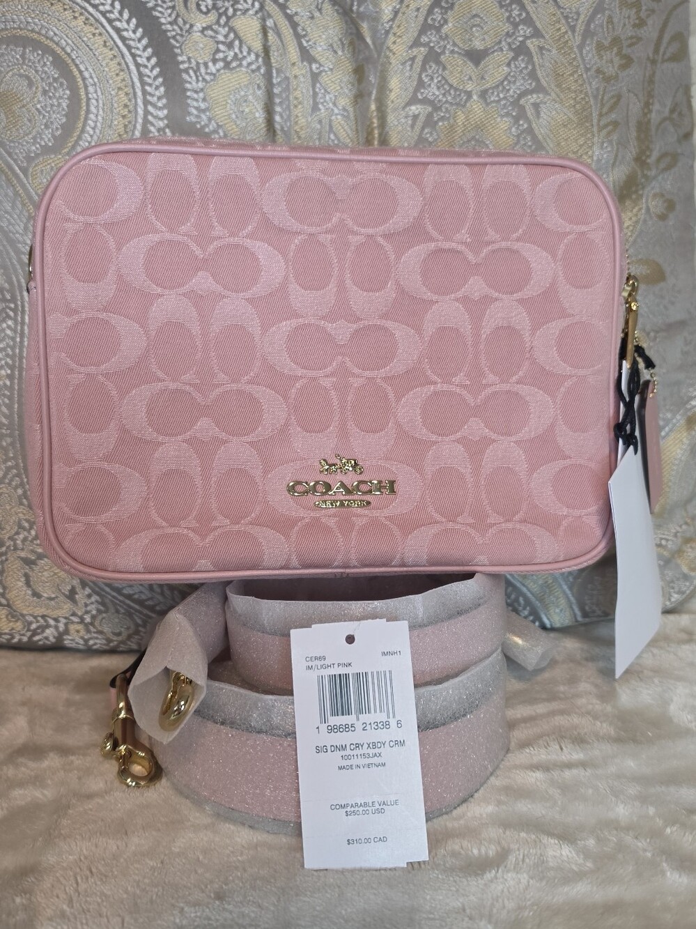 COACH SIGNATURE DENIM CAREY CROSSBODY BAG CER69